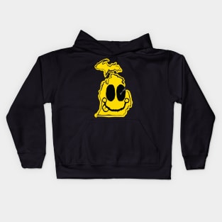 Michigan Happy Face with tongue sticking out Kids Hoodie